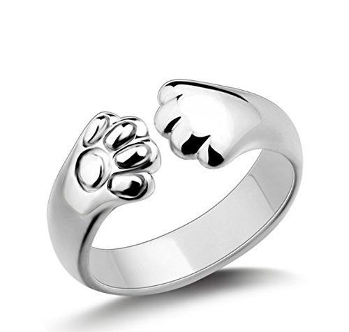 Sharkleap 3 Pieces Sterling Silver Cat Rings, Kitty's Paw Ear Ring Set -  - ravn