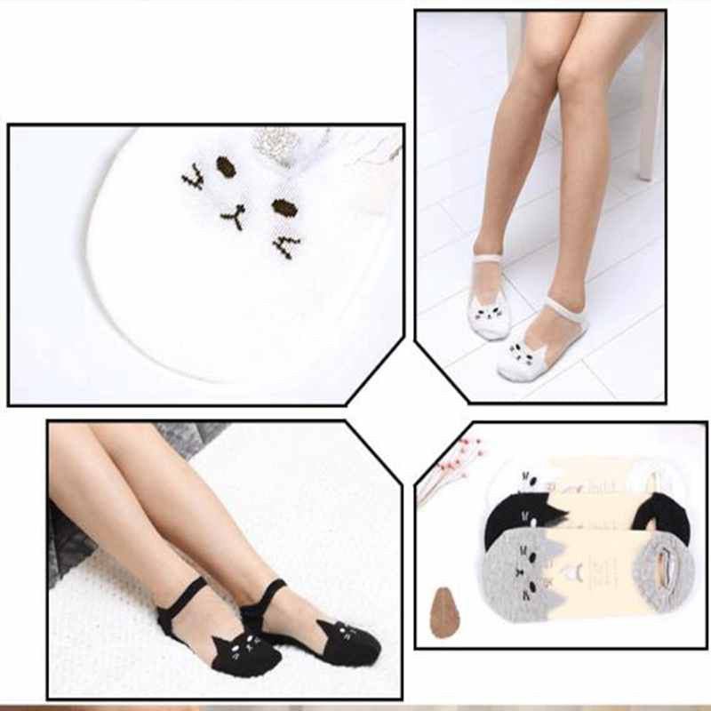 Sheer Cat Ankle Socks - in Black, White - Socks - ravn (5)
