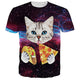 Uideazone men's Galaxy Cat Eat Pizza Short Sleeve T-shirt Tee Tops,cat3,Asia L= US M -  - ravn