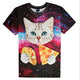 Uideazone men's Galaxy Cat Eat Pizza Short Sleeve T-shirt Tee Tops,cat3,Asia L= US M -  - ravn