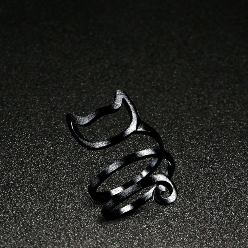 Adjustable Cat Ring - in Silver, Gold, Black - Ring - ravn (9)
