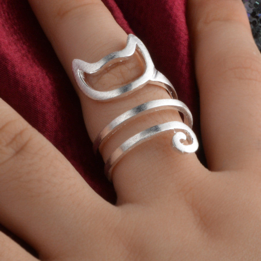 Adjustable Cat Ring - in Silver, Gold, Black - Ring - ravn