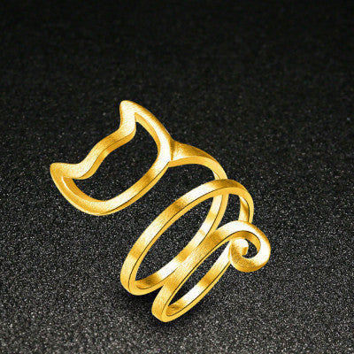 Adjustable Cat Ring - in Silver, Gold, Black - Ring - ravn (1)