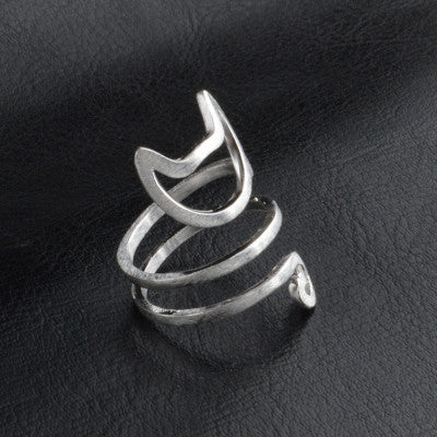 Adjustable Cat Ring - in Silver, Gold, Black - Ring - ravn
