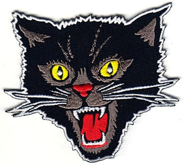Black Screaming Cat Rockabilly Horror Tattoo Goth Punk Patch By Titan One -  - ravn