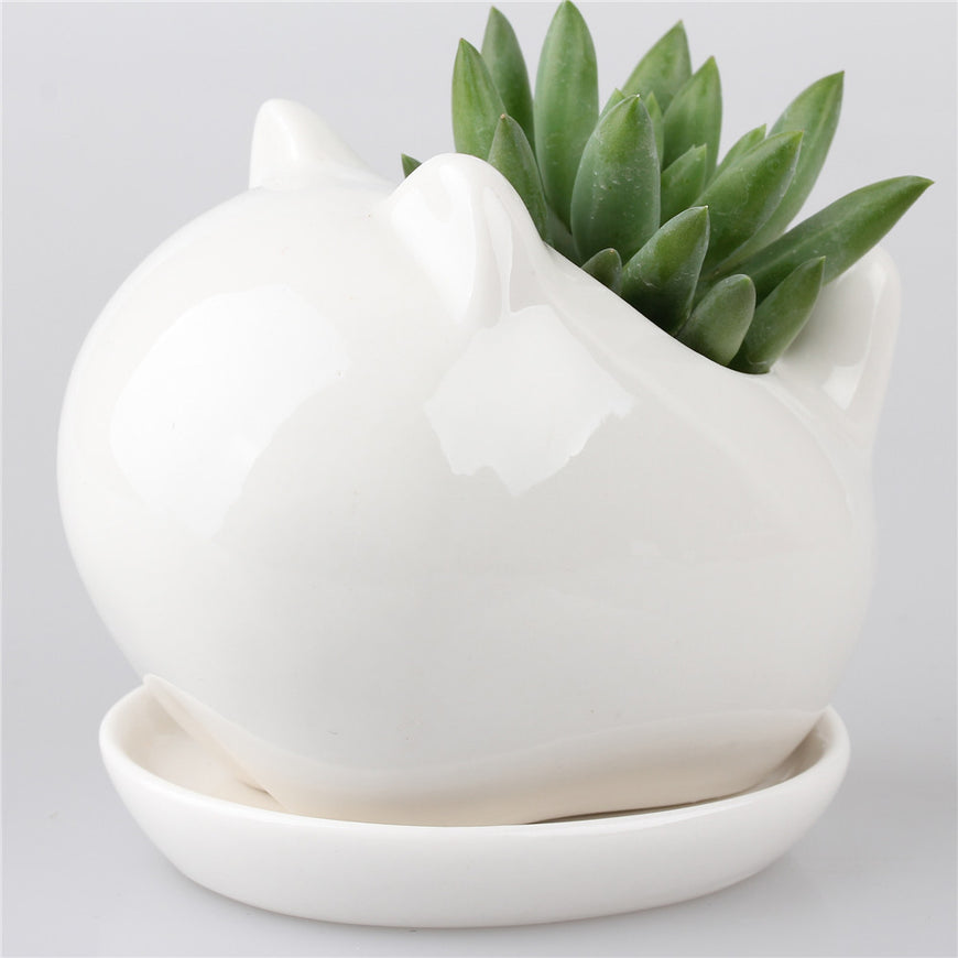 Cat Ceramic Flower Pot - Garden - ravn (2)