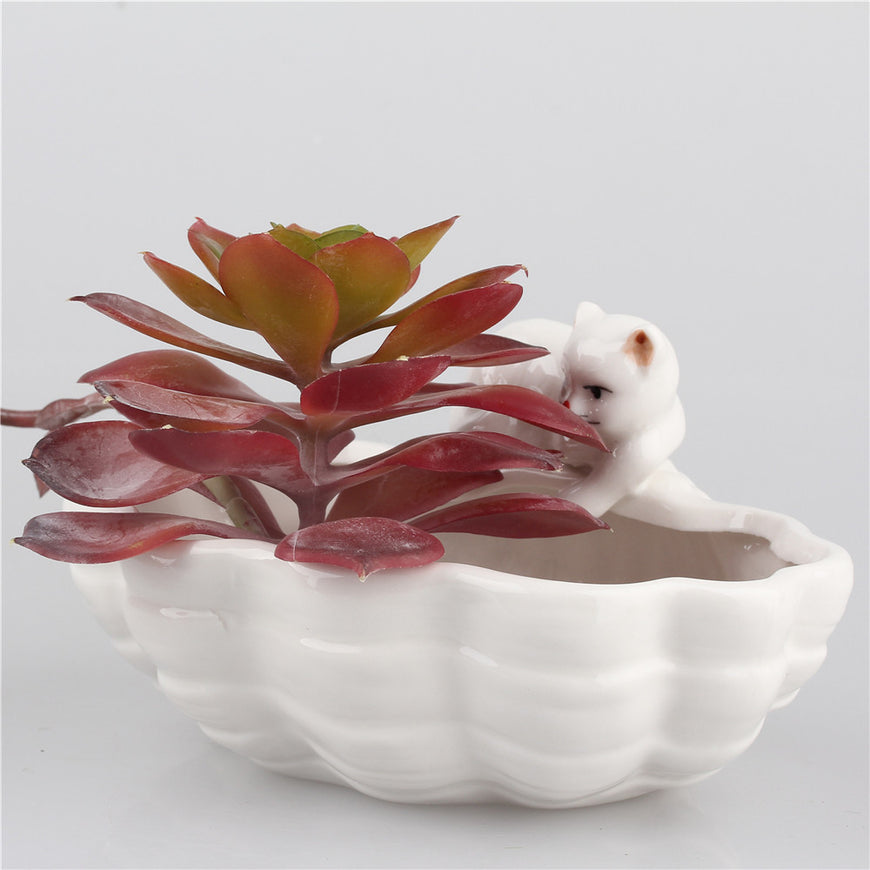 Ceramic Cat Flower Pot - Garden - ravn (4)