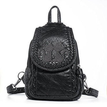 Katloo Women’s Washed Leather 4-way Convertible Tear Drop Small Backpack Shoulder Chest Bag Sling Purse (Black) -  - ravn