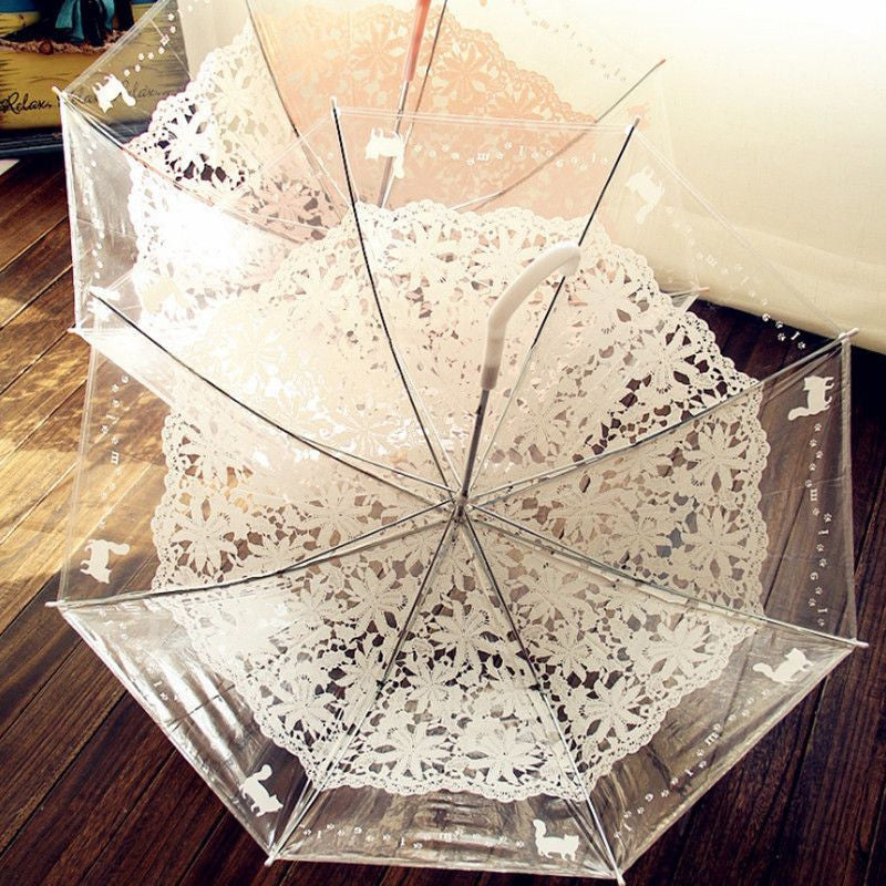 Lace Cat Footprints Transparent Umbrella - Umbrella - ravn (2)