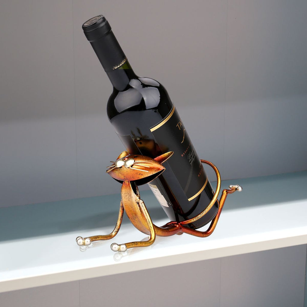 Metal Cat Yogi Wine Holder - Kitchen - ravn